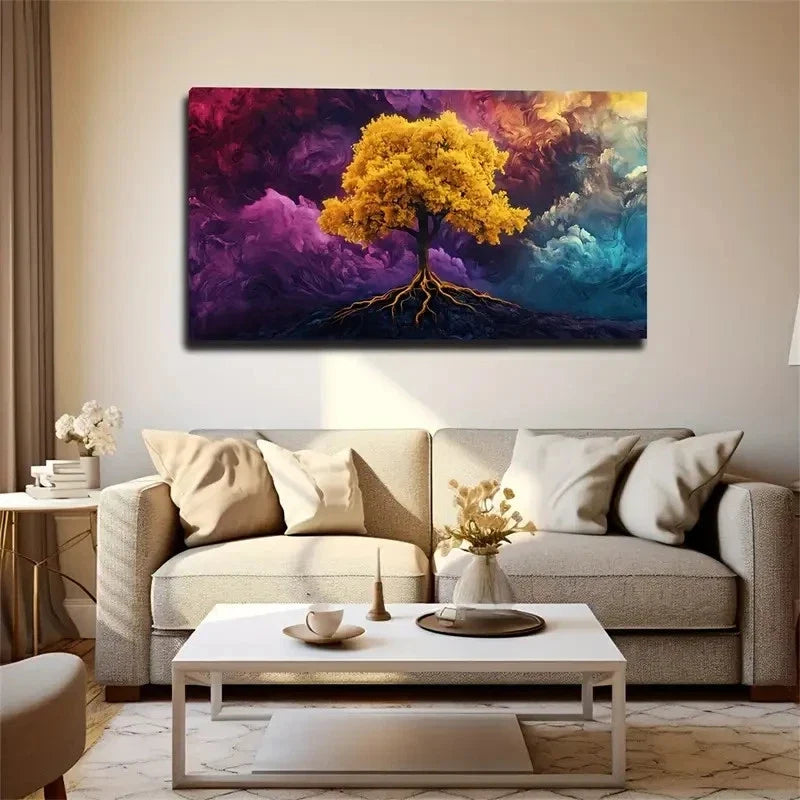 Bright Golden Trees Creative Wall Art Canvas Office Home Room Framed 120x60cm