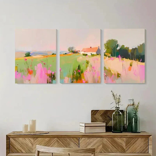 3pcs Abstract Brush Strokes Scenery Metal Print Ready to Hang Art