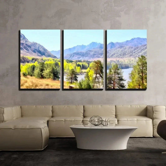 3pcs Three-Piece Nature Mountain Metal Print Ready to Hang Art