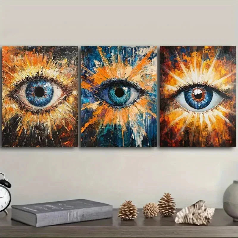 3pcs Oil painting of eyeballs Wall Art Set Canvas Framed 40x60cm - High Quality Print 100% Australian Made Wall Canvas Ready to Hang