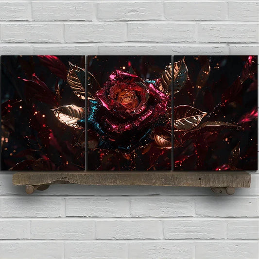 3pcs Rose Abstract Floral Beautiful Metal Print Ready to Hang Art