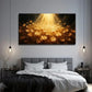 Golden Flowers Perfect Wall Art Canvas Office Home Room Framed 80x45cm