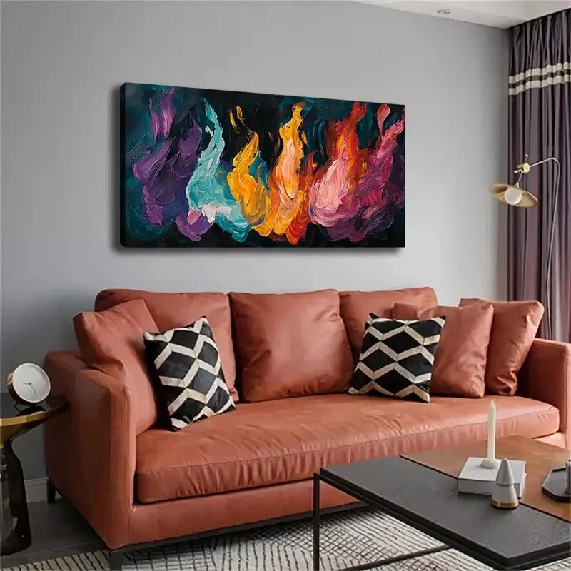 Shape Similar to Flames Wall Art Canvas Office Home Room Framed 120x60cm