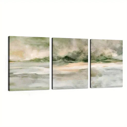 3pcs Modern Neutral Abstract Minimalist Scenery Wall Art Set Canvas Framed 60x90cm - High Quality Print 100% Australian Made Wall Canvas Ready to Hang