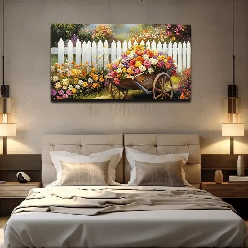 Colorful Flowers Painting Wall Art Canvas Office Home Room Framed 120x60cm