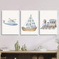 3pcs Watercolor Sailboat Train Airplane Art Paint Metal Print Ready to Hang Art