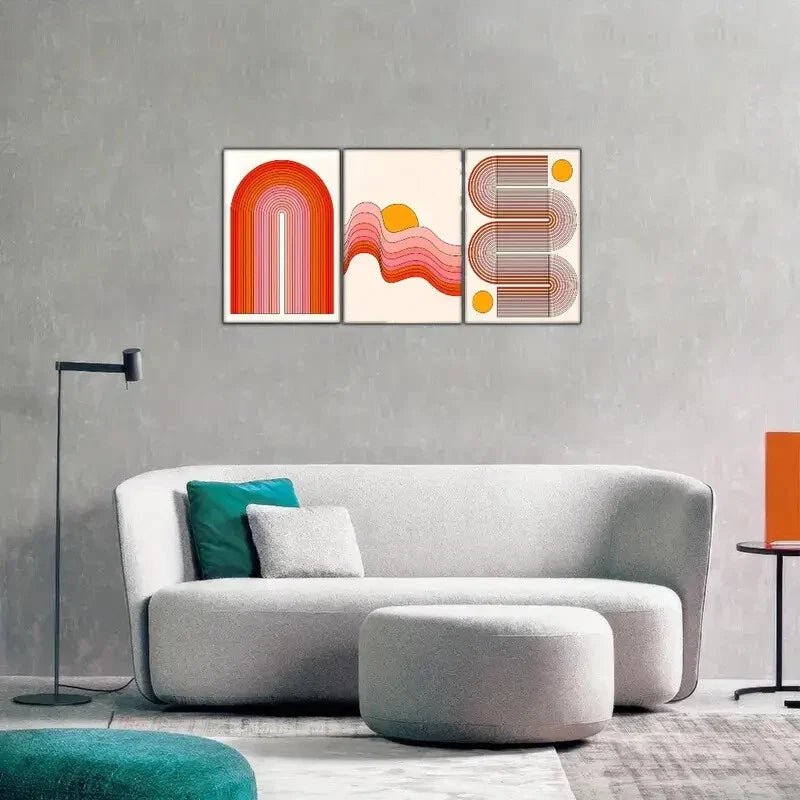 3pcs Line Gradient Colors Decorative Poster Metal Print Ready to Hang Art