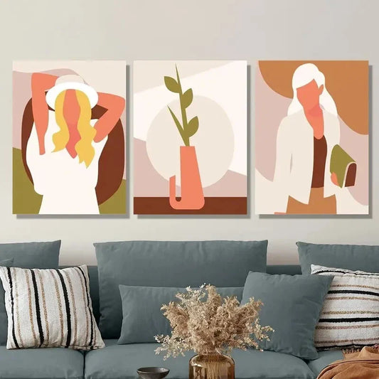 3pcs Abstract geometric shapes Metal Print Ready to Hang Art