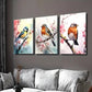 3pcs Titmouse on a Flowering Branch Wall Art Set Canvas Framed 40x60cm - High Quality Print 100% Australian Made Wall Canvas Ready to Hang