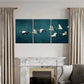 3pcs Elegant Crane Flight Abstract Art Poster Metal Print Ready to Hang Art