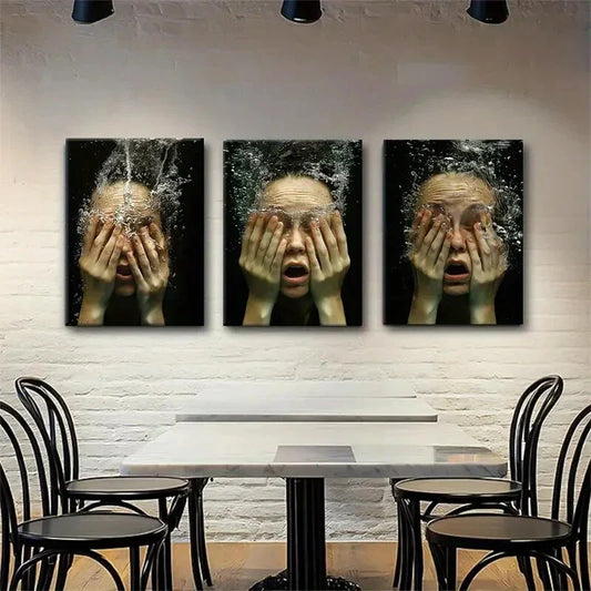 3pcs Featuring Expressive Face Immersion Perfect Wall Art Set Canvas Framed 40x60cm - High Quality Print 100% Australian Made Wall Canvas Ready to Hang