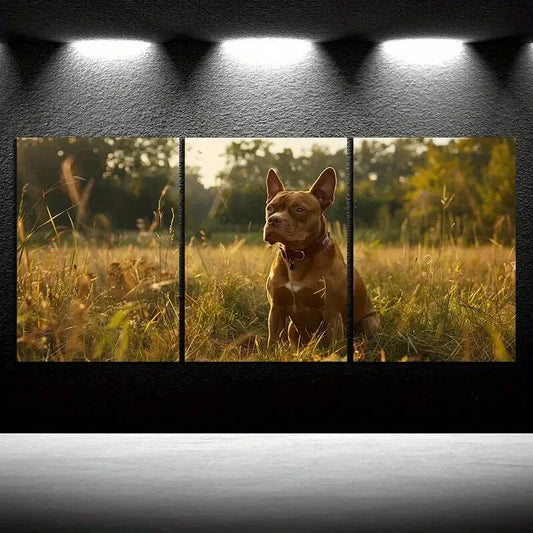 3pcs Rustic Bulldog Animal Photography Metal Print Ready to Hang Art