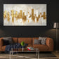 Golden Urban Skyline Cityscape Wall Art Canvas Office Home Room Framed 120x60cm