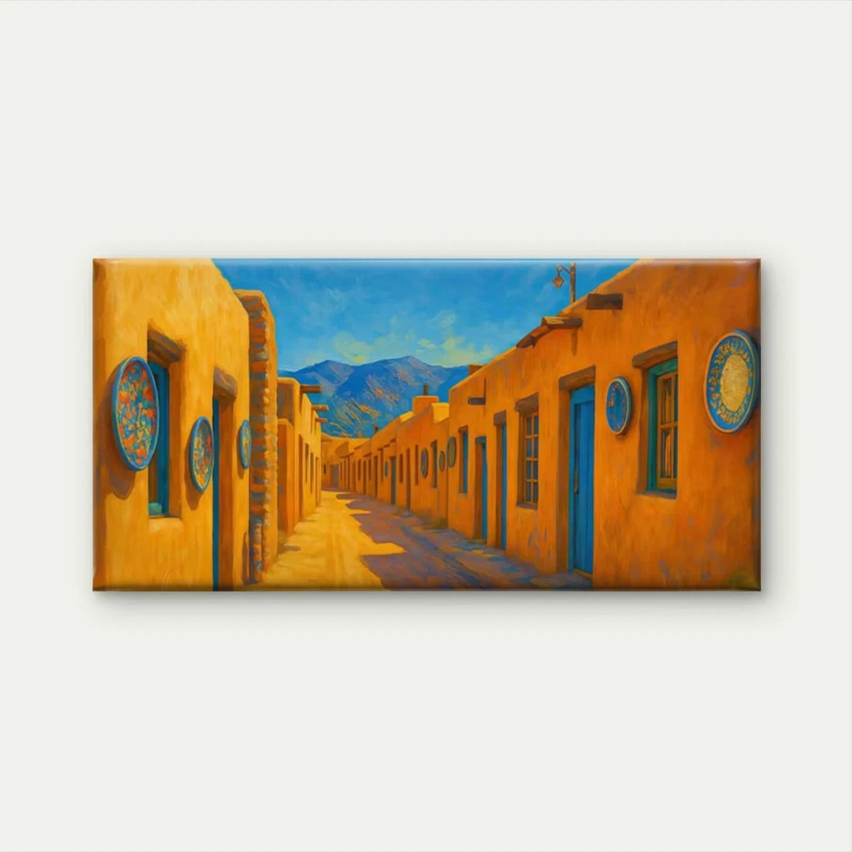 Colorful Desert Village Wall Art Canvas Office Home Room Framed 120x60cm