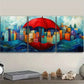 3pcs City view under a red umbrella Metal Print Ready to Hang Art