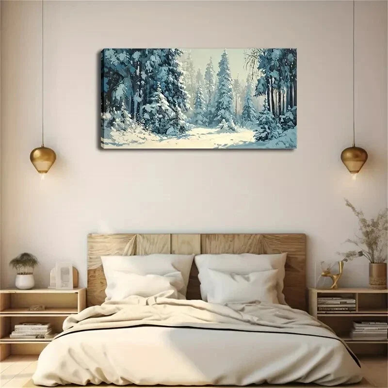 Snow-Covered Forest Showcases Wall Art Canvas Office Home Room Framed 120x60cm