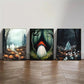 3pcs White Ghost in the Forest Gothic Art Metal Print Ready to Hang Art