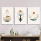 3pcs watercolor sun landscape painting, tree Metal Print Ready to Hang Art