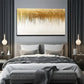 Golden Flowing Lines Modern Wall Art Canvas Office Home Room Framed 120x60cm