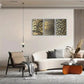 3pcs Golden Wave, Spiral, and Geometric Patterns Metal Print Ready to Hang Art