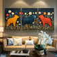 3pcs Three Bear in Garden Folk Metal Print Ready to Hang Art