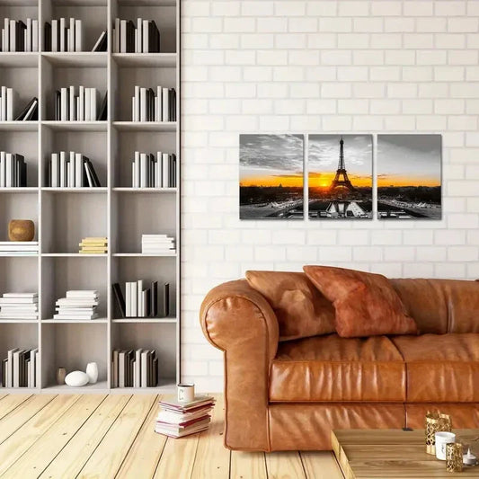 3pcs Black and White Eiffel Tower Metal Print Ready to Hang Art
