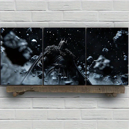 3pcs Knights Wearing Armor Black & White Metal Print Ready to Hang Art