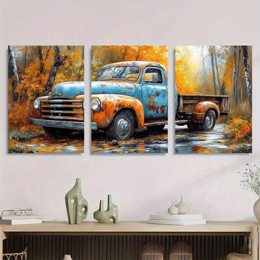 3pcs Small Truck Brushes Strokes Metal Print Ready to Hang Art