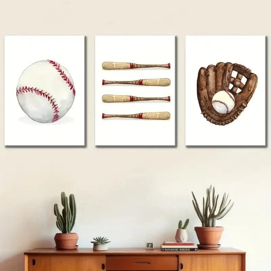 3pcs gift for baseball sports fansMetal Print Ready to Hang Art
