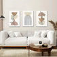 3pcs   Abstract Geometric Line Leaf Beige Botanical Metal Print Ready to Hang Art