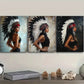 3pcs  Indian girls wear feathered headdresses  Wall Art Set Canvas Framed 40x60cm - High Quality Print 100% Australian Made Wall Canvas Ready to Hang