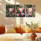 3pcs Cute Pink Pig with Pink florals and Greenery Metal Print Ready to Hang Art