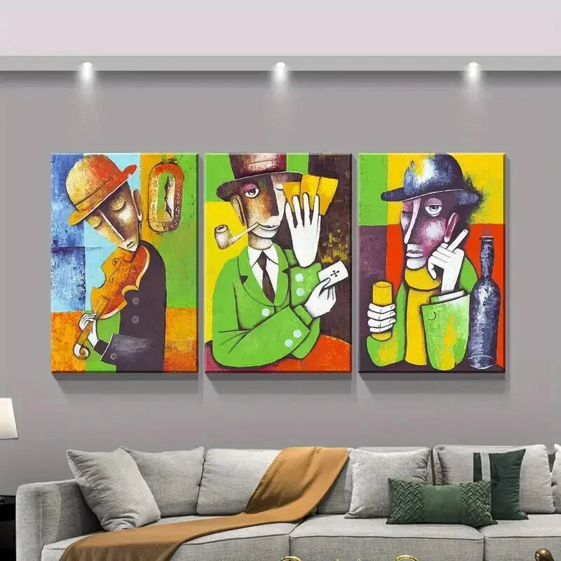 3pcs mural abstract figure art retro Metal Print Ready to Hang Art
