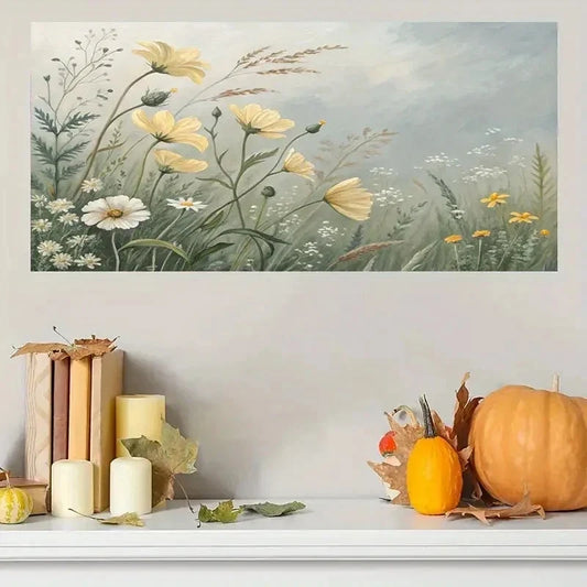 Classic Deep Forest Flowers Wall Art Canvas Office Home Room Framed 120x60cm