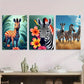 3pcs Colorful Zebra Picture Folwer Vibrant Wall Art Set Canvas Framed 40x60cm - High Quality Print 100% Australian Made Wall Canvas Ready to Hang