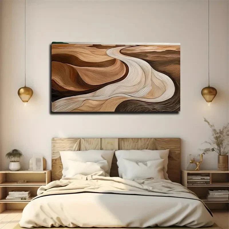 Modern Brown Beige Black Wall Art Canvas Office Home Room Framed 120x60cm