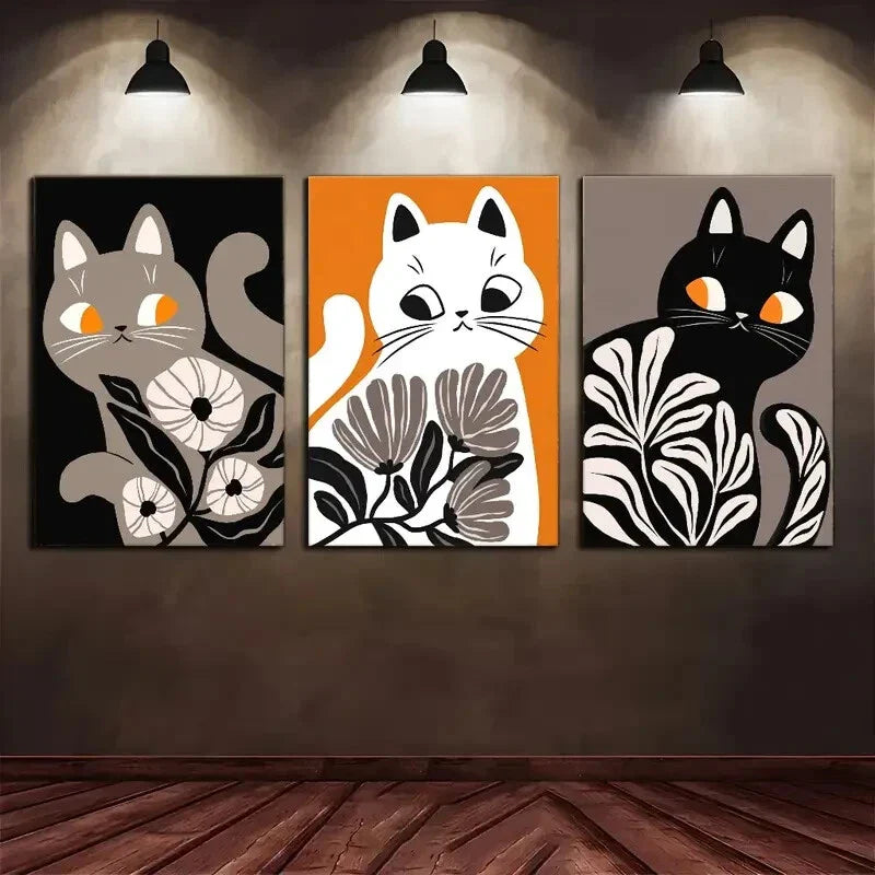 3pcs Modern Classic Style Animal Themed Metal Print Ready to Hang Art