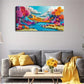 Vibrant Blue River Landscape Wall Art Canvas Office Home Room Framed 120x60cm