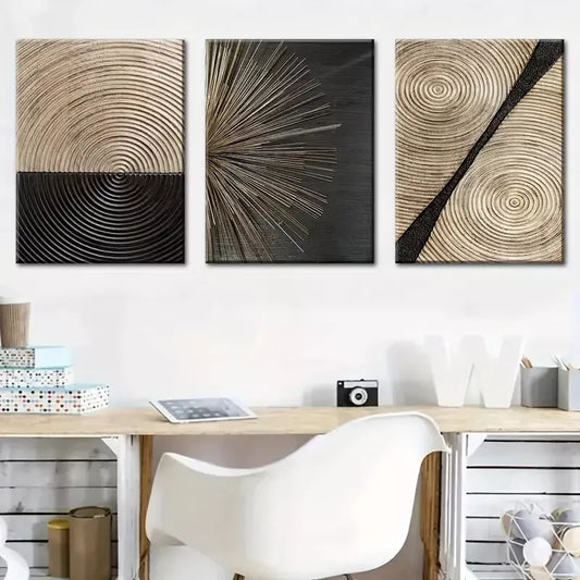 3pcs Abstract Line Circular Graphic Art Canvas Framed 40x60cm - High Quality Print 100% Australian Made Wall Canvas Ready to Hang