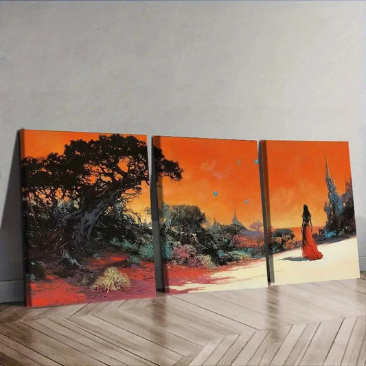 3pcs Strange planet (2), Luxurious Wall Art Set Canvas Framed 40x60cm - High Quality Print 100% Australian Made Wall Canvas Ready to Hang