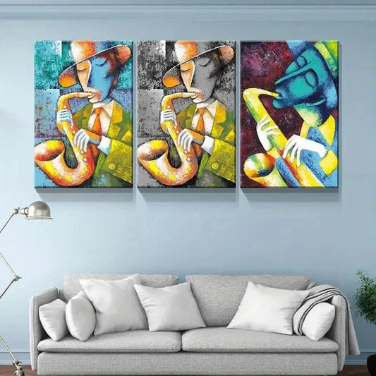 3pcs Featuring Abstract Figures,  Metal Print Ready to Hang Art