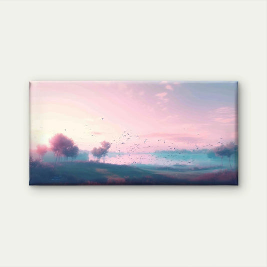 Landscape With Trees Sky Clouds Wall Art Canvas Office Home Room Framed 80x45cm