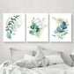 3pcs Golden and Blue Greenery Metal Print Ready to Hang Art