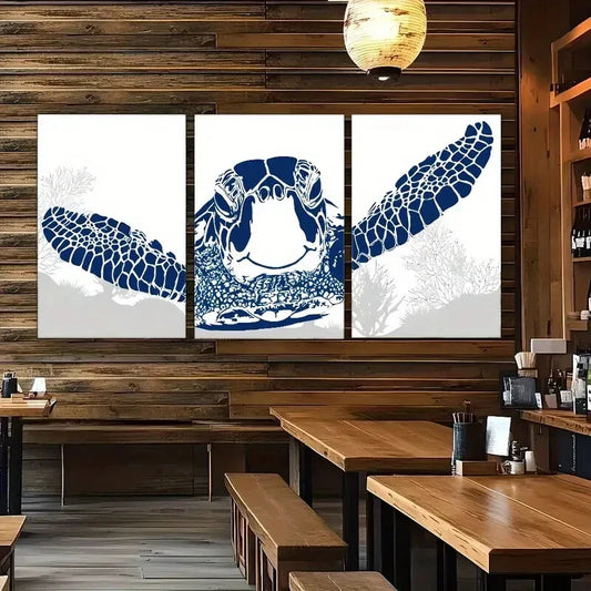 3pcs Marine Life Art Sea Turtle Poster Dormitory Metal Print Ready to Hang Art
