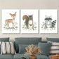 3pcs Cute baby deer squirrel raccoon watercolor Metal Print Ready to Hang Art