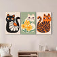 3pcs Boho Wall Art Cute Cats Artwork Plant Canvas Framed 40x60cm - High Quality Print 100% Australian Made Wall Canvas Ready to Hang