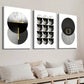 3pcs Black White Gray And Golden Shapes Wall Art Set Canvas Framed 40x60cm - High Quality Print 100% Australian Made Wall Canvas Ready to Hang