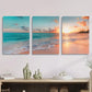 3pcs  Sunrise Coast Beach Blue Sea Nordic Coast   Metal Print Ready to Hang Art