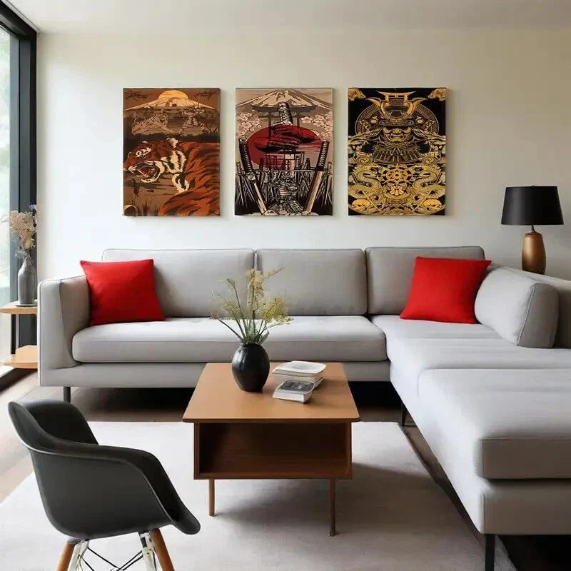 3pcs Warrior'S Dreams Print Poster with Armour Metal Print Ready to Hang Art