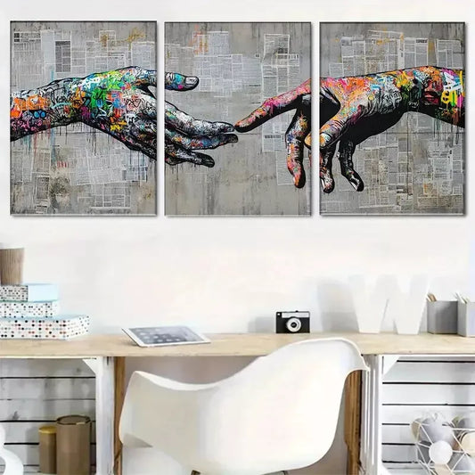 3pcs   Graffiti-Inspired Creation Wrapped Wall Art Set Canvas Framed 40x60cm - High Quality Print 100% Australian Made Wall Canvas Ready to Hang